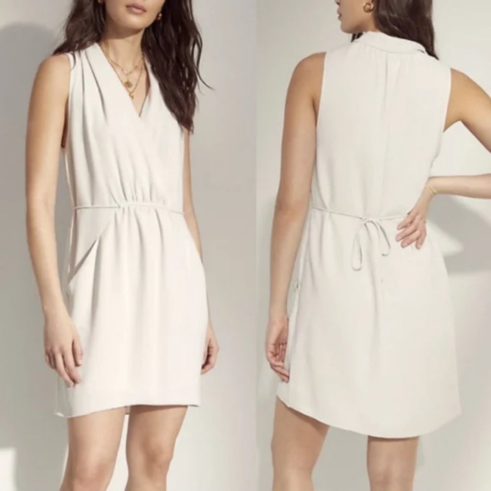 ARITZIA Wilfred - Sabine Off-White Ivory Faux-Wrap Dress w pockets - Size XXS